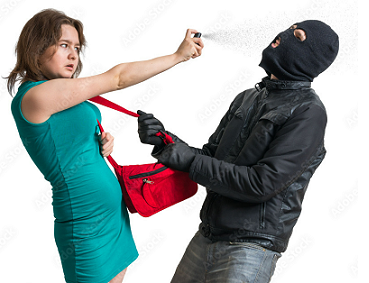 Woman Using Pepper Spray